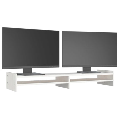 vidaXL Support de moniteur Blanc 100x27x15 cm Bois de pin solide