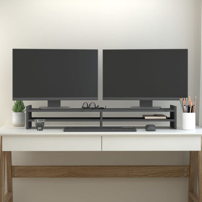 vidaXL Support de moniteur Gris 100x27x15 cm Bois de pin solide
