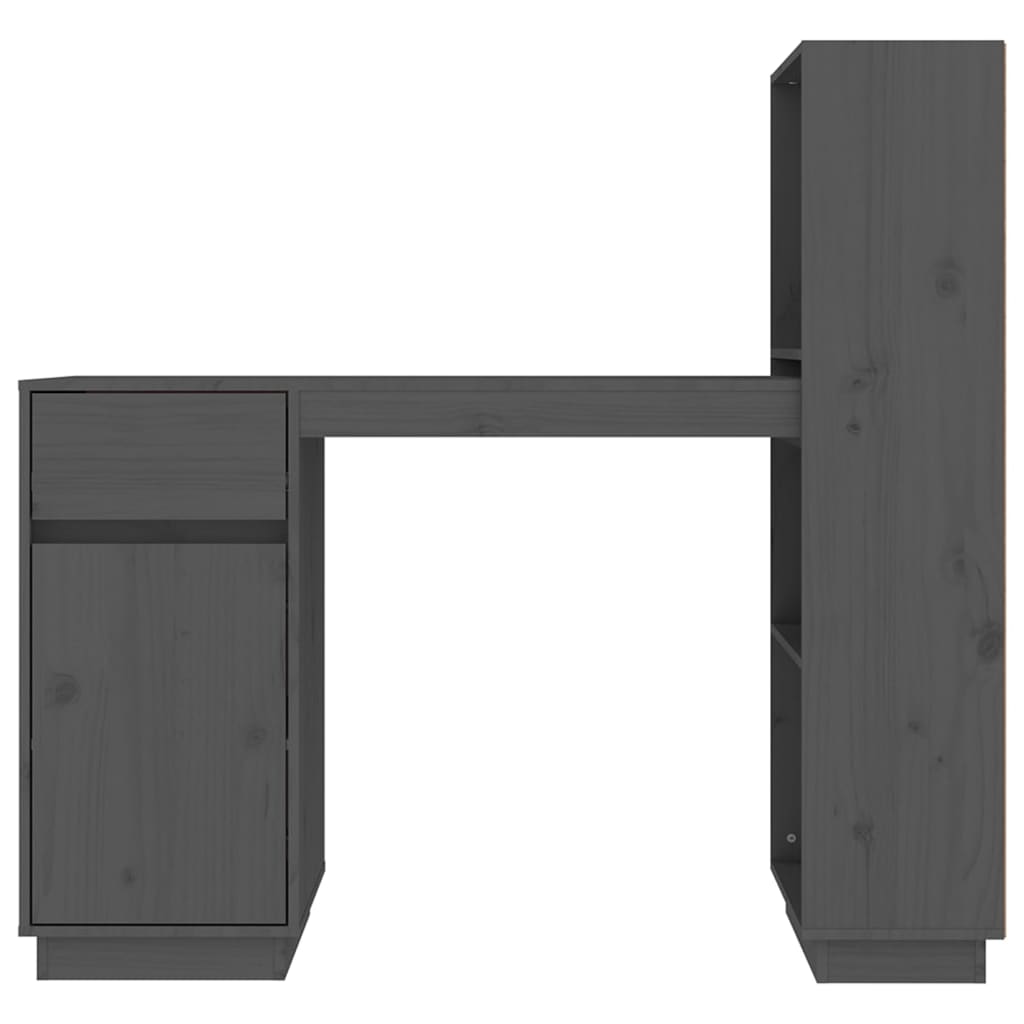 vidaXL Bureau Gris 110x53x117 cm Bois massif de pin