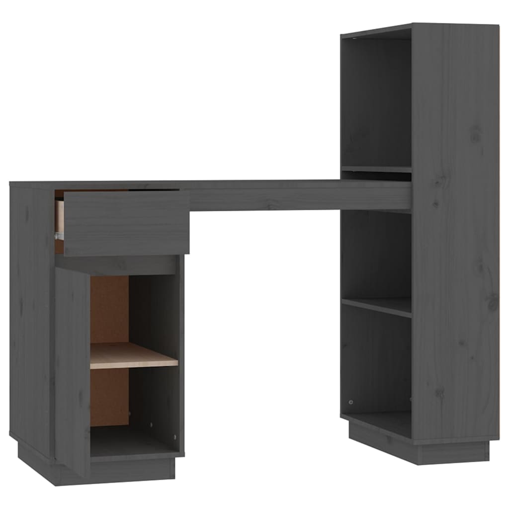 vidaXL Bureau Gris 110x53x117 cm Bois massif de pin
