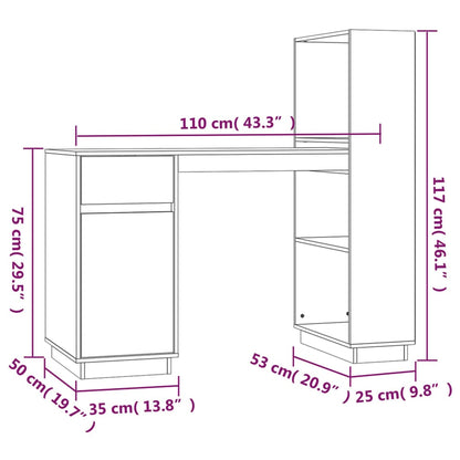 vidaXL Bureau Gris 110x53x117 cm Bois massif de pin