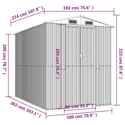 vidaXL Abri de jardin Anthracite 192x274x223 cm Acier galvanisé