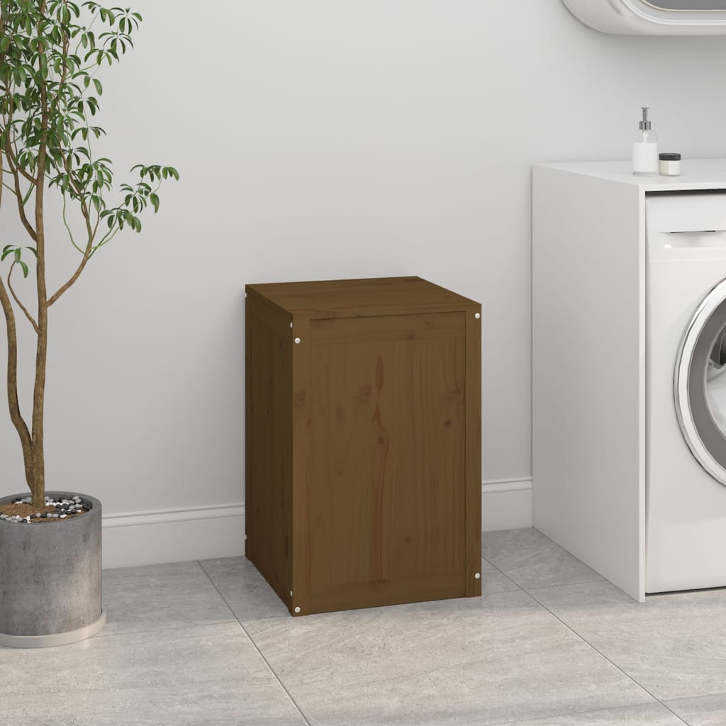vidaXL Boîte à linge Marron miel 44x44x66 cm Bois massif de pin