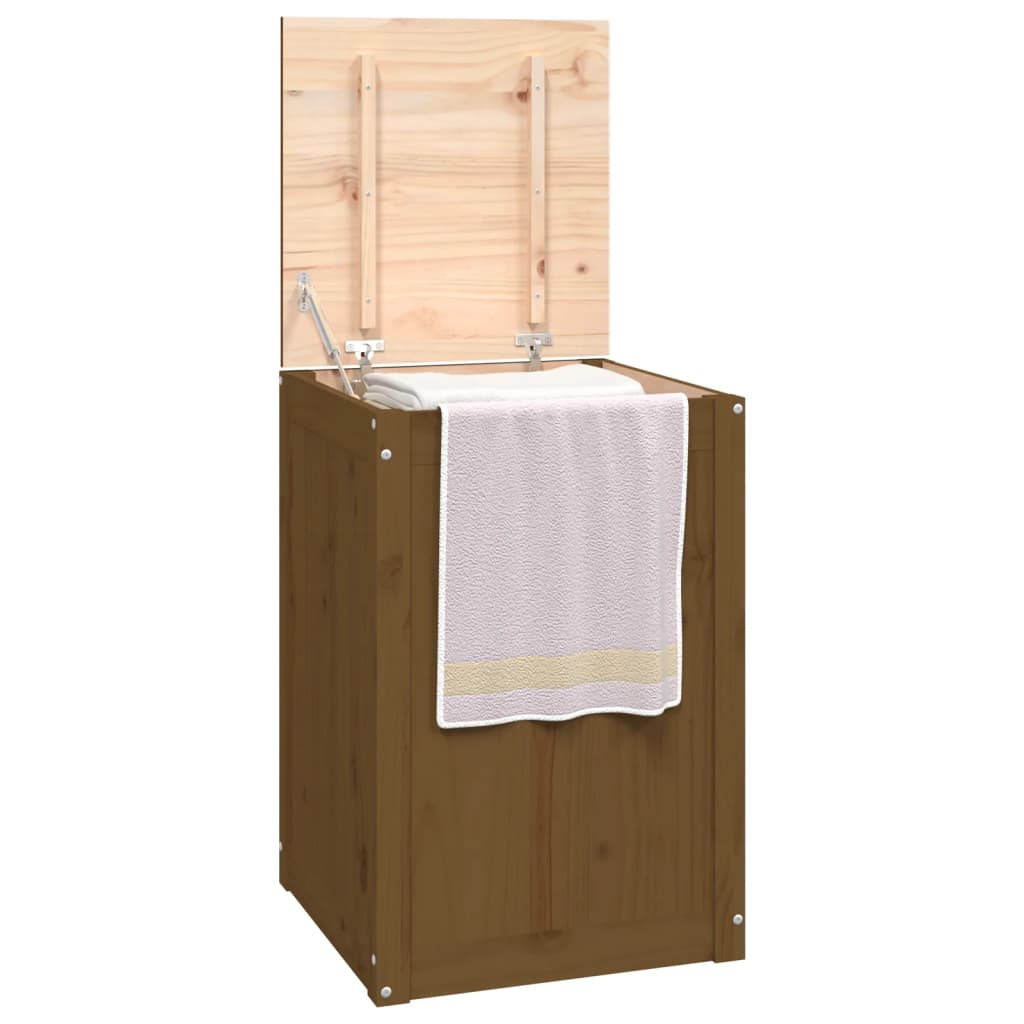 vidaXL Boîte à linge Marron miel 44x44x66 cm Bois massif de pin