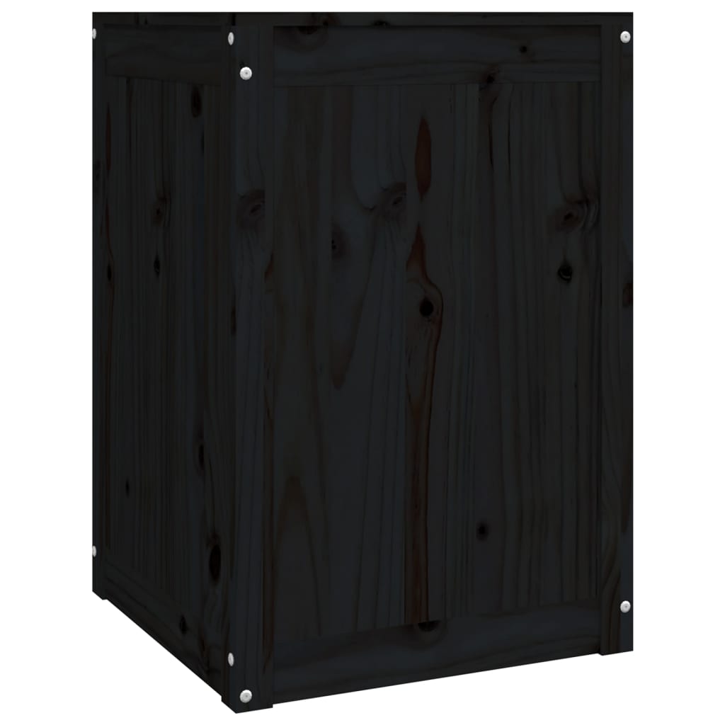 vidaXL Boîte à linge Noir 44x44x66 cm Bois massif de pin