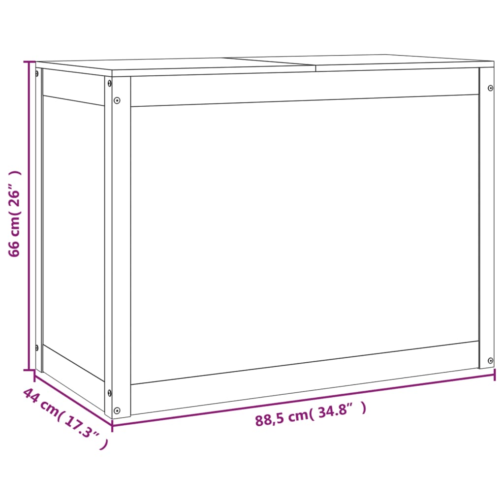 vidaXL Boîte à linge 88,5x44x66 cm Bois massif de pin