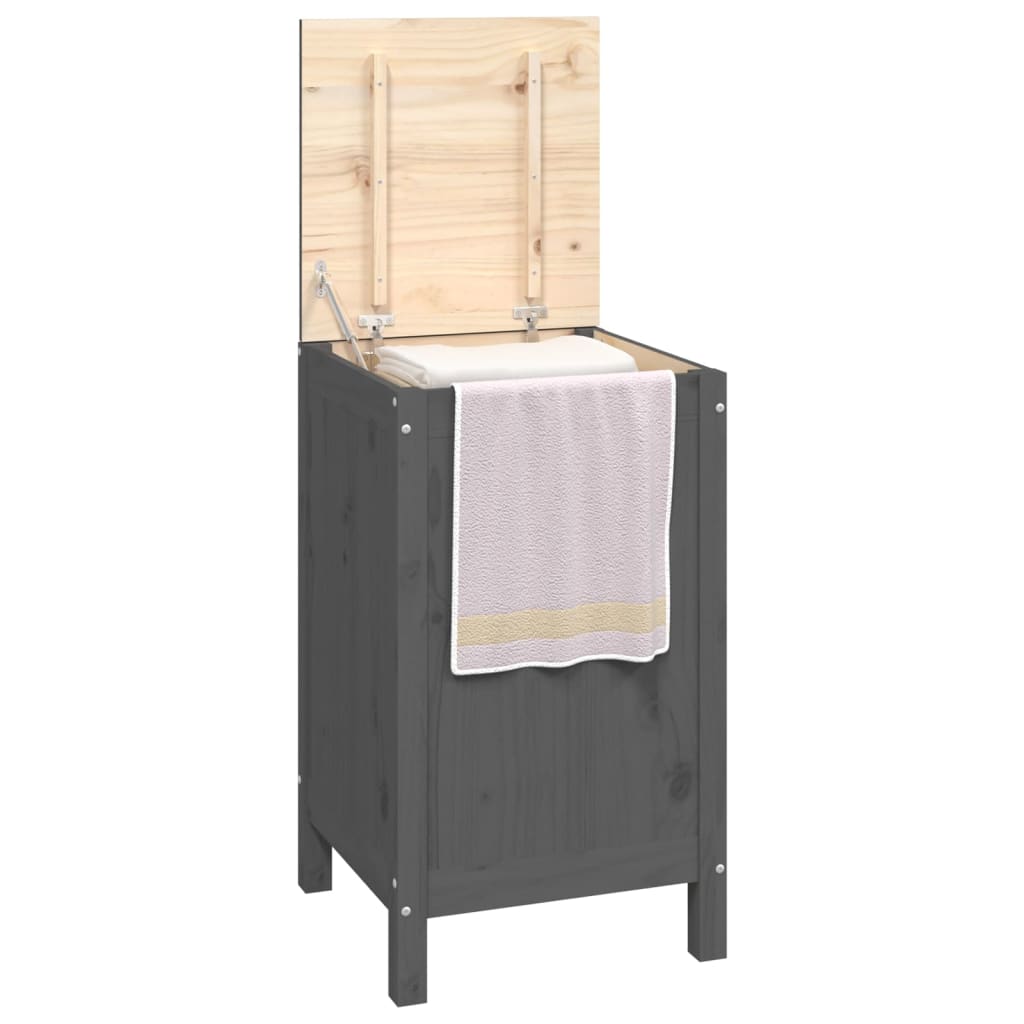 vidaXL Boîte à linge Gris 44x44x76 cm Bois massif de pin