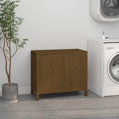 vidaXL Boîte à linge Marron miel 88,5x44x76 cm Bois massif de pin