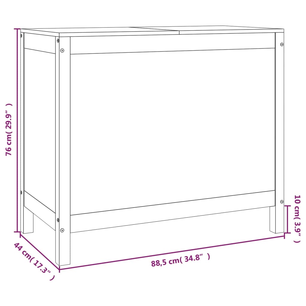 vidaXL Boîte à linge Marron miel 88,5x44x76 cm Bois massif de pin