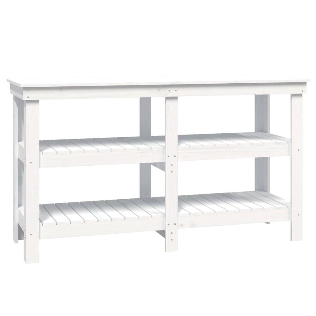 vidaXL Banc de travail Blanc 142,5x50x80 cm Bois de pin massif