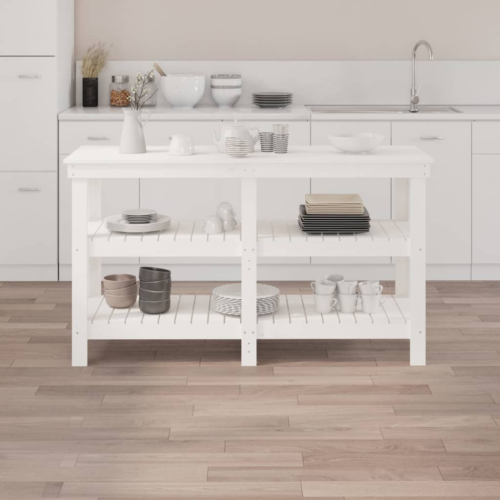 vidaXL Banc de travail Blanc 142,5x50x80 cm Bois de pin massif