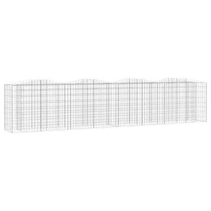 vidaXL Lit surélevé à gabions arqué 400x50x100 cm Fer galvanisé