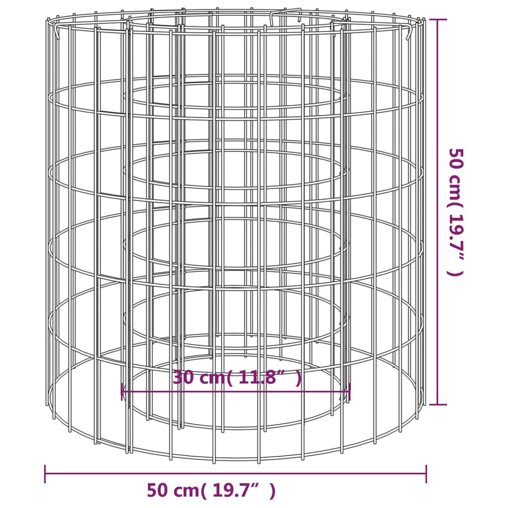 vidaXL Foyer en gabion Ø 50 cm Fer galvanisé