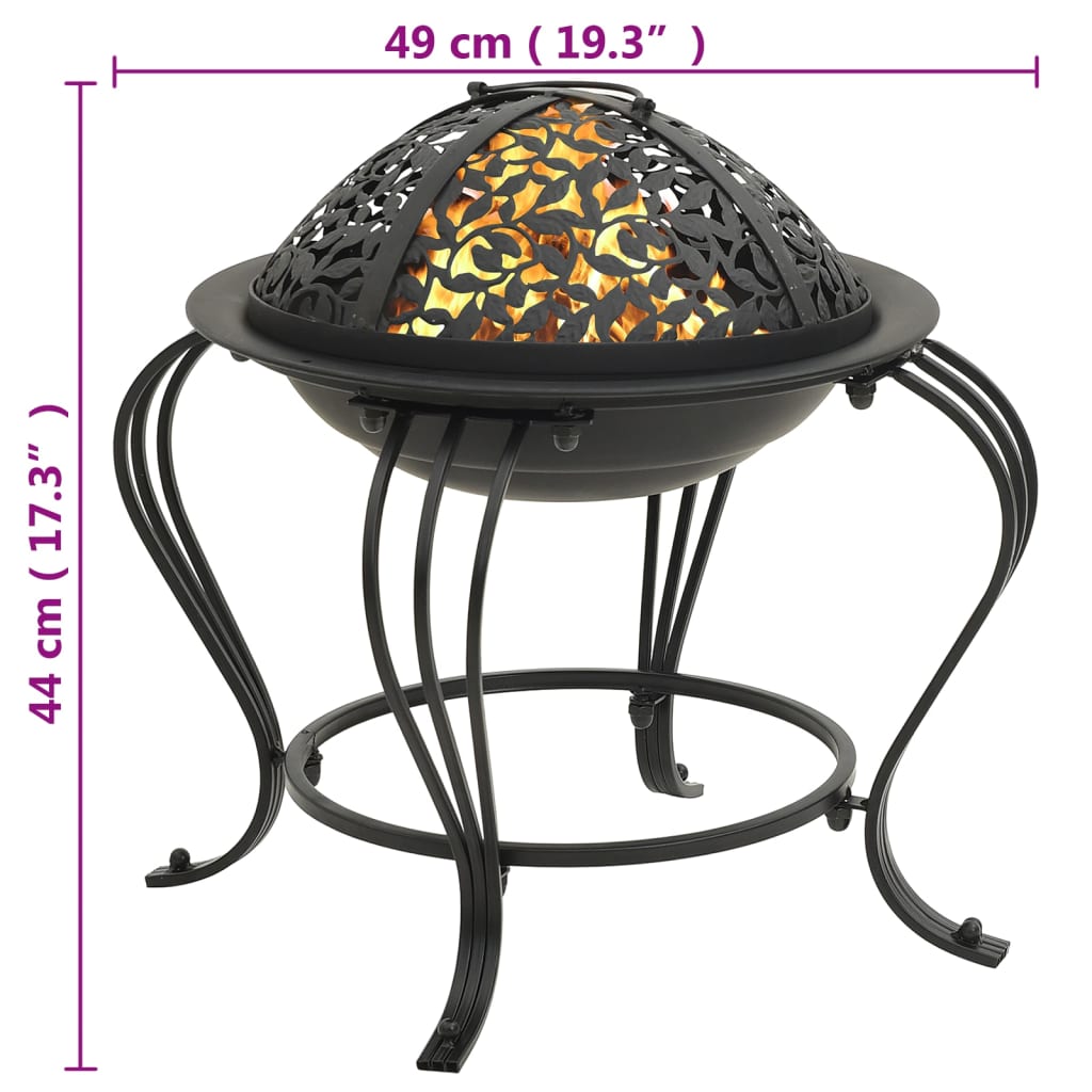 vidaXL Foyer avec tisonnier 49 cm acier