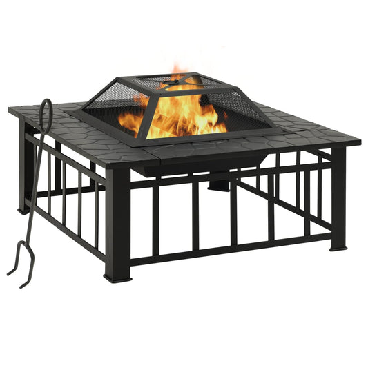vidaXL Foyer avec tisonnier 79x79x46,5 cm XXL acier