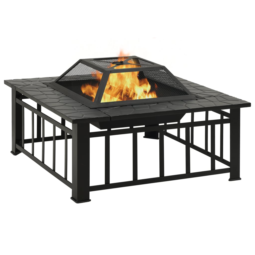 vidaXL Foyer avec tisonnier 79x79x46,5 cm XXL acier