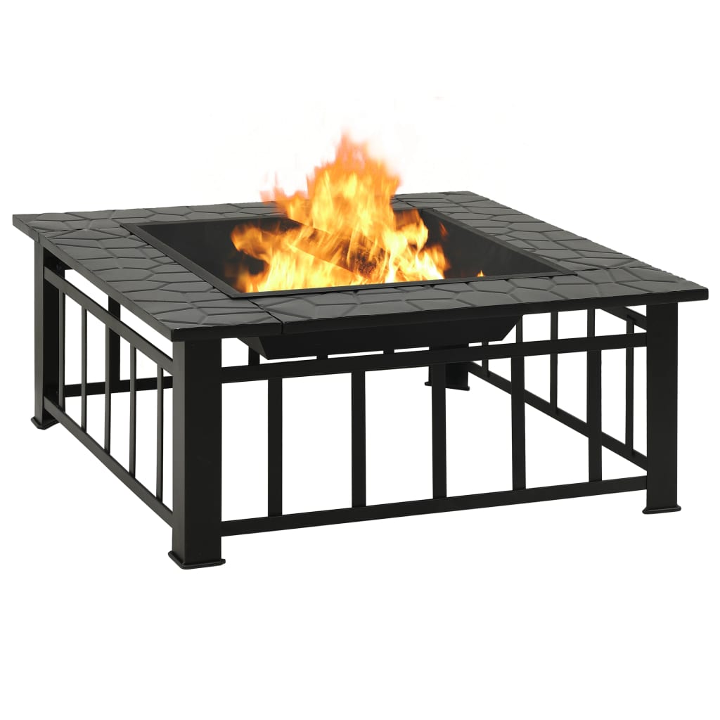 vidaXL Foyer avec tisonnier 79x79x46,5 cm XXL acier