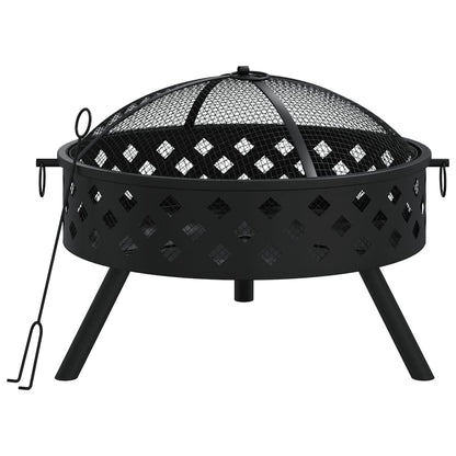 vidaXL Foyer avec tisonnier 58 cm XXL acier