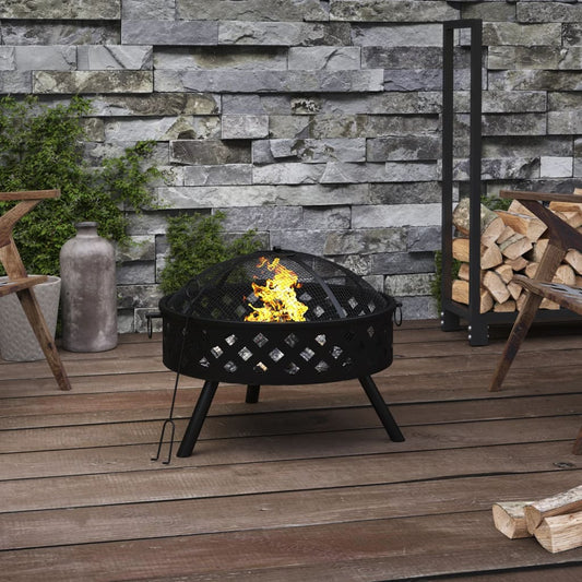 vidaXL Foyer avec tisonnier 58 cm XXL acier