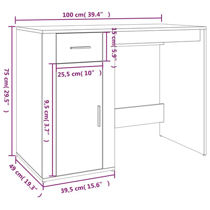 vidaXL Bureau Sonoma gris 100x49x75 cm Bois d'ingénierie