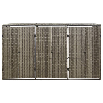 vidaXL Abri pour poubelle triple Gris 207x80x117 cm Résine tressée