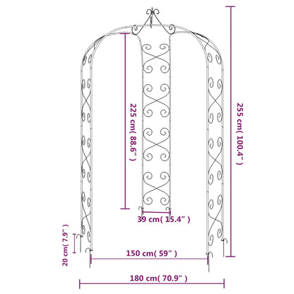 vidaXL Arche de jardin Noir Ø180x255 cm Acier