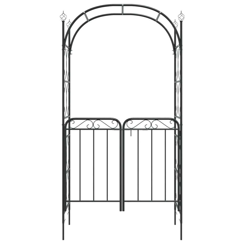 vidaXL Arche de jardin avec portail noir 108x45x235 cm acier