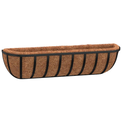 vidaXL Jardinières murales 2 pcs en coco noir 76x21x16 cm acier