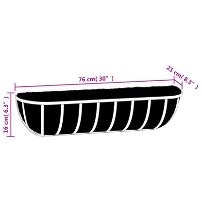 vidaXL Jardinières murales 2 pcs en coco noir 76x21x16 cm acier