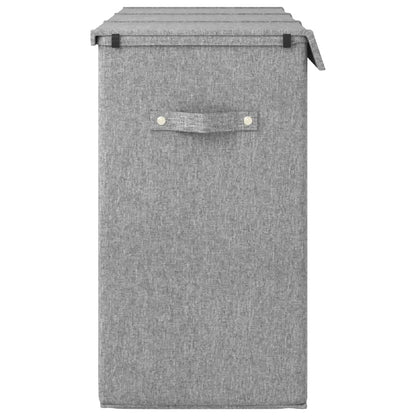 vidaXL Panier à linge pliable Gris 64,5x34,5x59 cm Tissu en faux lin