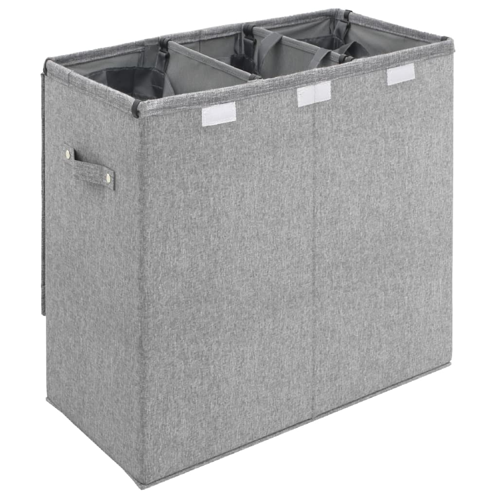 vidaXL Panier à linge pliable Gris 64,5x34,5x59 cm Tissu en faux lin