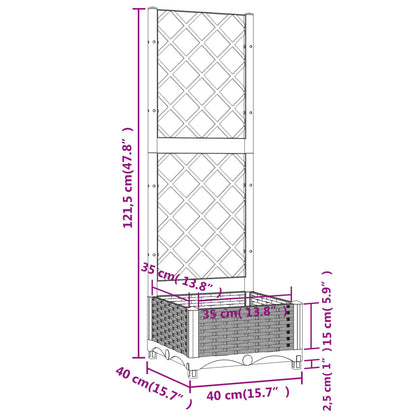 vidaXL Jardinière avec treillis Gris clair 40x40x121,5 cm PP