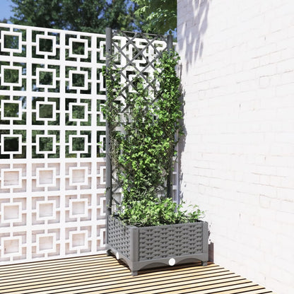 vidaXL Jardinière avec treillis Gris clair 40x40x121,5 cm PP
