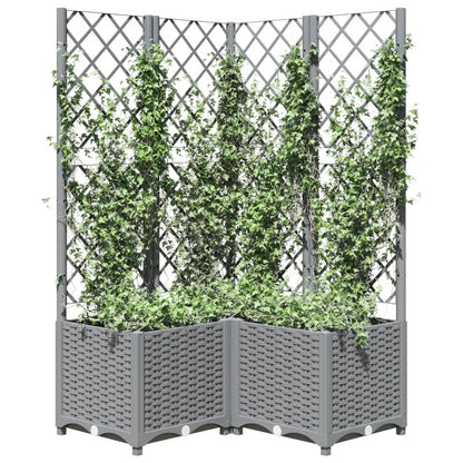 vidaXL Jardinière avec treillis Gris clair 80x80x136 cm PP