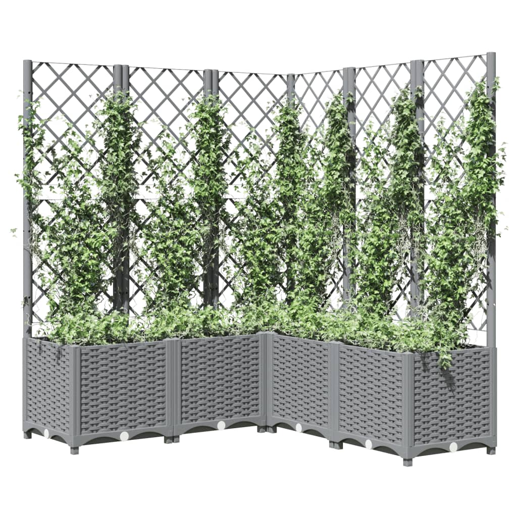 vidaXL Jardinière avec treillis Gris clair 120x120x136 cm PP