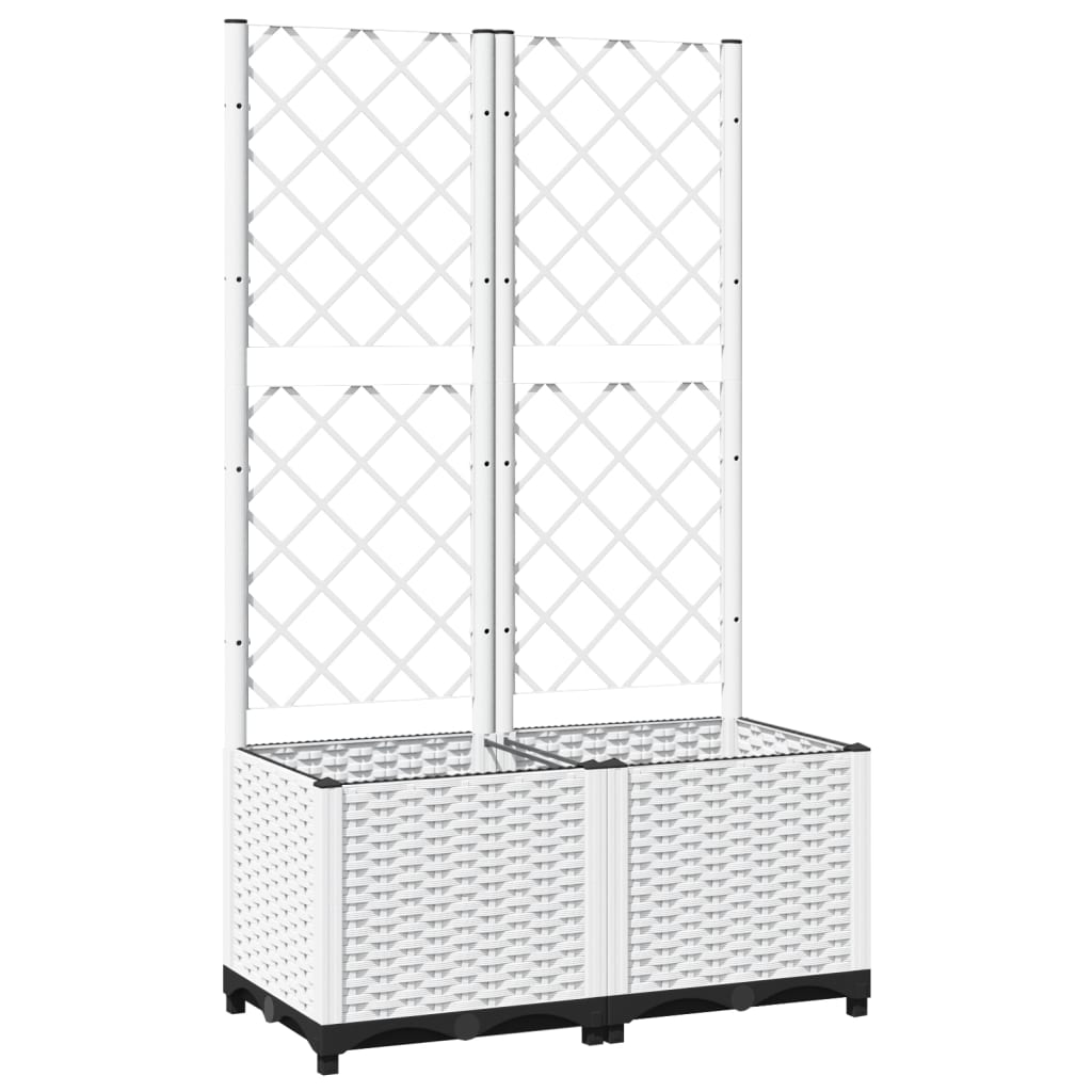 vidaXL Jardinière avec treillis Blanc 80x40x136 cm PP