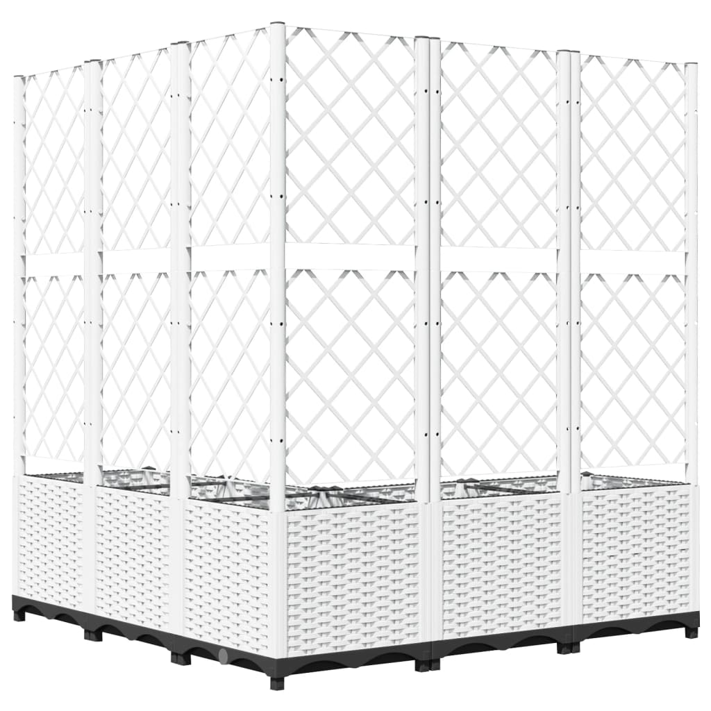 vidaXL Jardinière avec treillis Blanc 120x120x136 cm PP