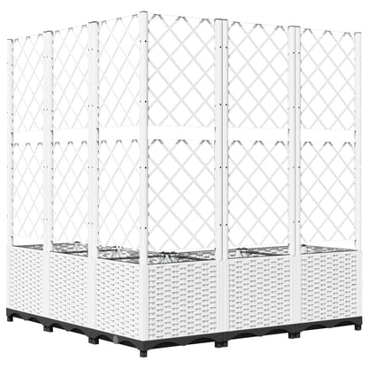 vidaXL Jardinière avec treillis Blanc 120x120x136 cm PP