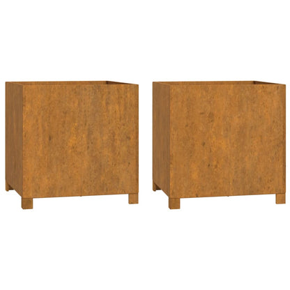 vidaXL Jardinières avec pieds 2 pcs Rouillé 49x47x50 cm Acier corten