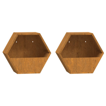 vidaXL Jardinières murales 2 pcs Rouillé Acier corten 30x10x25 cm