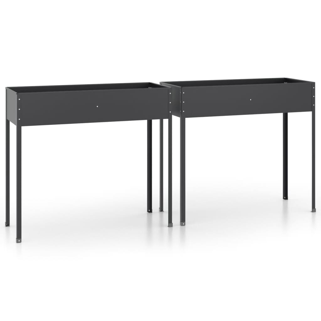 vidaXL Jardinières 2 pcs Anthracite Acier galvanisé