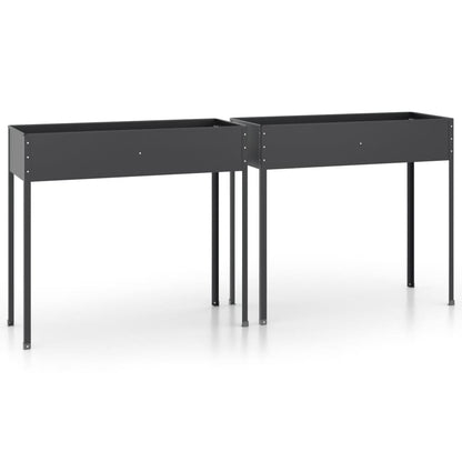vidaXL Jardinières 2 pcs Anthracite Acier galvanisé
