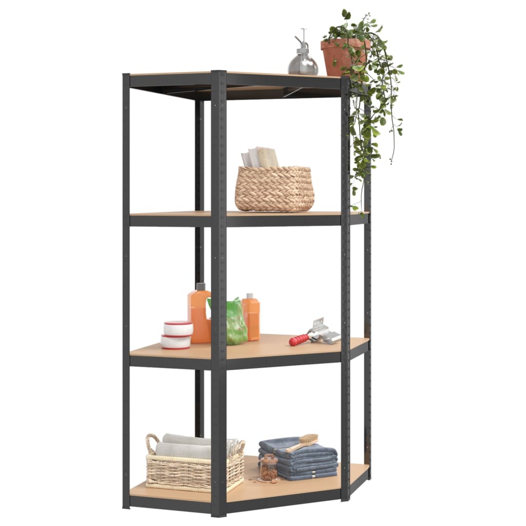 vidaXL Étagères à 4 niveaux 2pcs Anthracite Acier et bois d'ingénierie