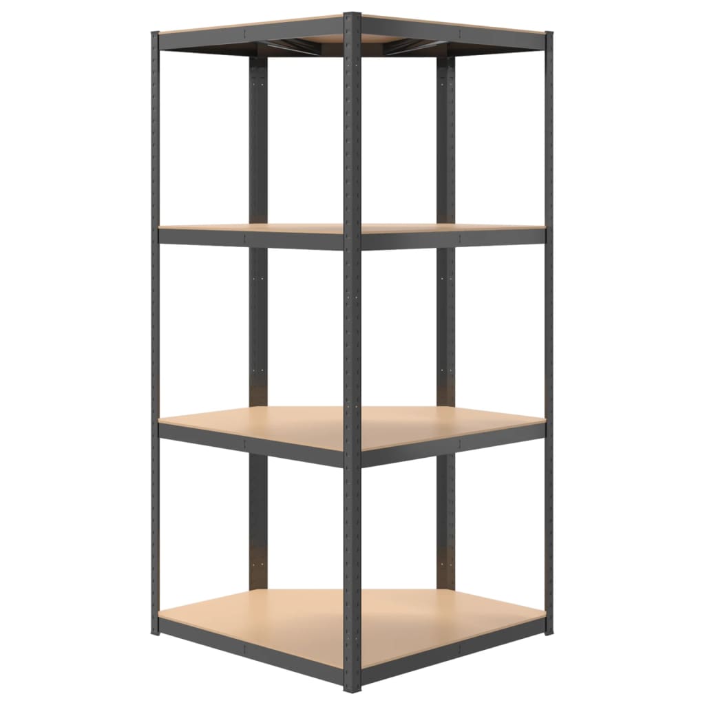 vidaXL Étagères à 4 niveaux 2pcs Anthracite Acier et bois d'ingénierie