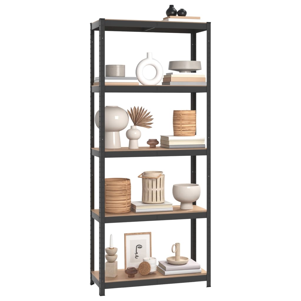 vidaXL Étagères à 5 niveaux 4pcs Anthracite Acier et bois d'ingénierie