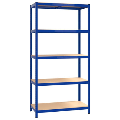vidaXL Étagères à 5 niveaux 4pcs Bleu Acier et bois d'ingénierie