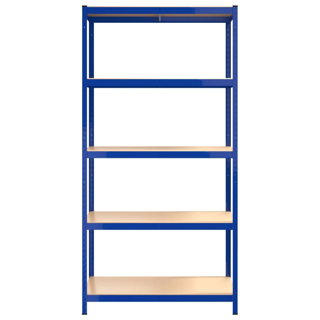 vidaXL Étagères à 5 niveaux 4pcs Bleu Acier et bois d'ingénierie