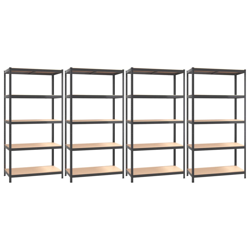 vidaXL Étagères à 5 niveaux 4pcs Anthracite Acier et bois d'ingénierie