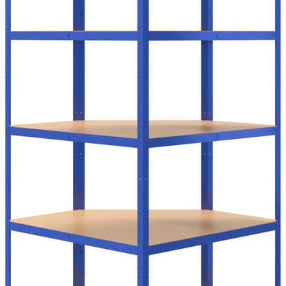 vidaXL Étagères à 5 niveaux 3 pcs Bleu Acier et bois d'ingénierie