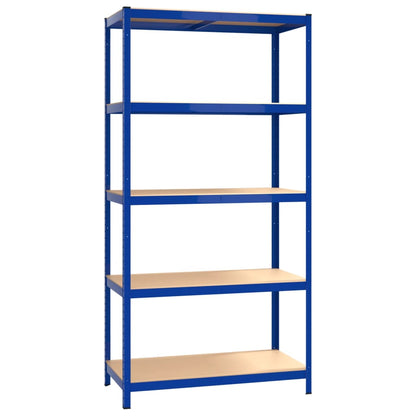 vidaXL Étagères à 5 niveaux 5 pcs Bleu Acier et bois d'ingénierie